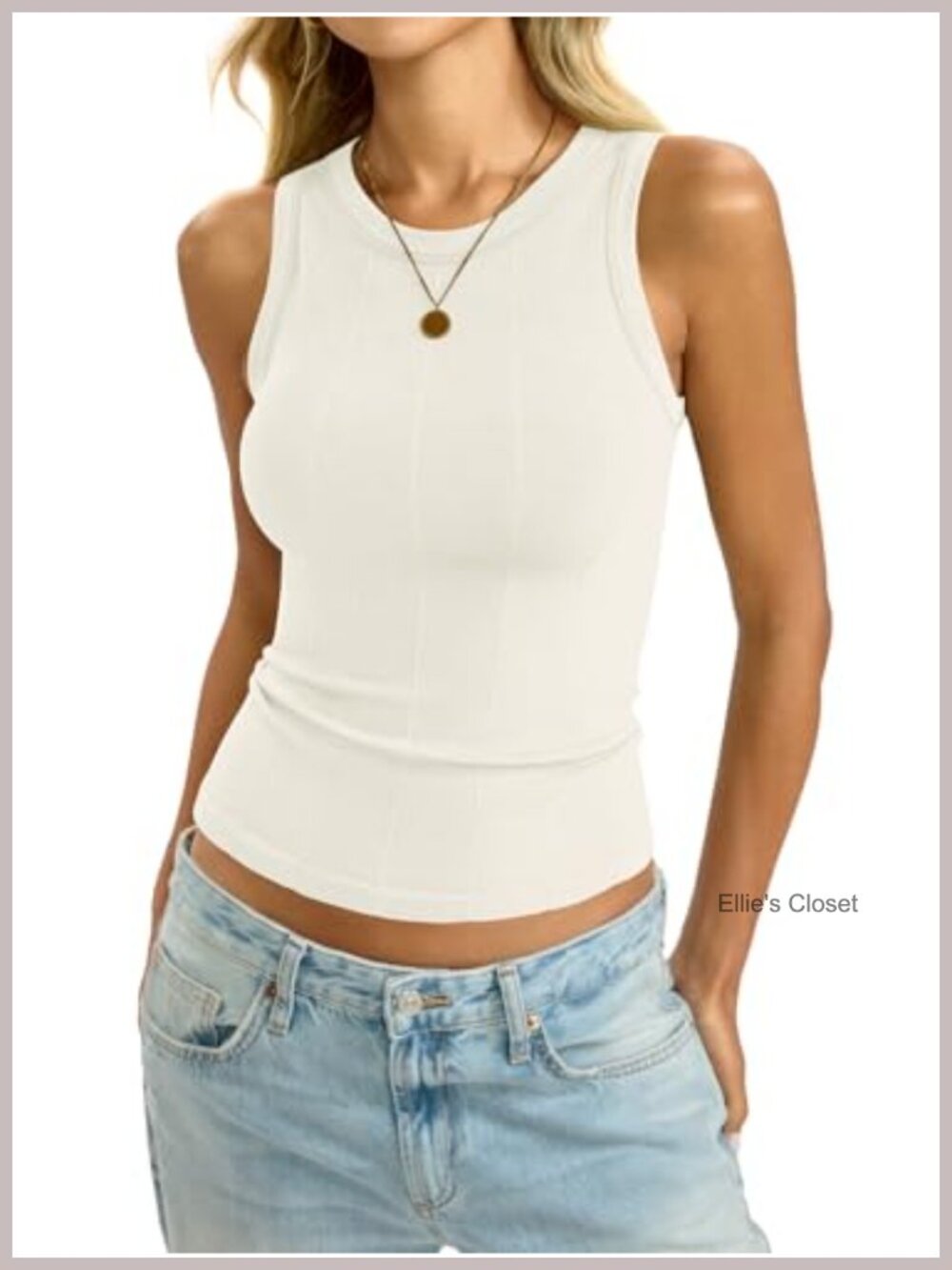Ribbed Seamless Tank Top Crew Neck Sleeveless Summer Casual